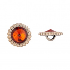 Пуговица пластиковая на ножке круглая, размер 34L, цвет золотой+оранжевый