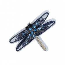 Аппликации с элементами из бисера, цвет темно-синий, размер 50х35 мм