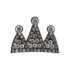 Аппликация "Корона" из страз на фетровой основе, размер 40 мм х 28 мм, цвет черный + белые стразы