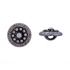 Пуговица пластиковая на ножке, размер 48L, цвет темный никель+черный