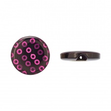 Пуговица пластиковая на полуножке, размер 34L, черная основа с фиолетовыми пайетками