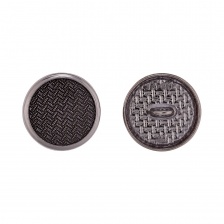 Пуговица металлическая на ножке, темный никель с черным, 28L