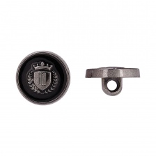 Пуговица пластиковая на ножке, размер 28L, цвет никель+черный