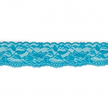 Кружево эластичное, ширина 55 мм, цвет бирюзовый, намотка 15 ярдов, материал лайкра 