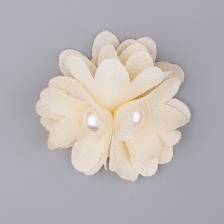 Цветочки декоративные с бусинами, цвет шампань, диаметр 40 мм,