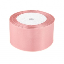 Декоративная лента атласная, ширина 50 мм, намотка 25 ярдов,  цвет пыльно-розовый (№075)