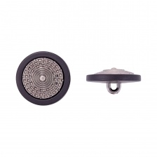 Пуговица пластиковая 36L, цвет темный никель+черный