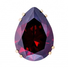 Стразы пришивные стеклянные в цапах, форма капля, цвет золото+бордовый, размер 13*18мм 