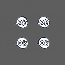 Аппликация 3D "Ok", цвет белый, размер 17 мм х 15 мм