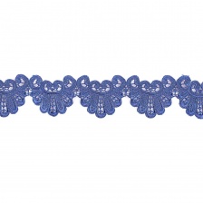 Кружево ажурное с причудливым узором и фестончатым краем, ширина 65 мм, цвет синий, намотка 15 ярдов