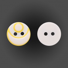 Пуговица пластиковая на два прокола, размер 20L, цвет белый/желтый