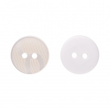 Пуговица пластиковая на два прокола, размер 24L, цвет белый