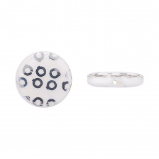 Пуговица пластиковая на полуножке, размер 24L, основа белая, пайетки серебряные