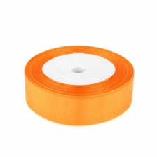 Декоративная лента атласная, ширина 25 мм, намотка 25 ярдов, цвет оранжевый (№164)