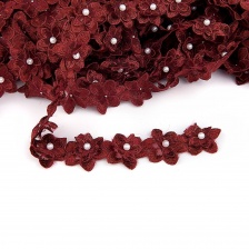 Цветочки из капроновой ленты, размер 45 мм, намотка 20 ярдов, цвет бордовый, №20 