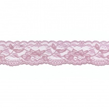 Кружево эластичное, ширина 55 мм, цвет грязно-розовый, намотка 15 ярдов, материал лайкра 