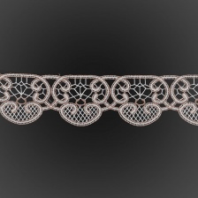 Кружево вязаное ажурное, цвет белый и грязно-розовый, намотка 15 ярдов, ширина 65 мм