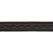 Декоративная тесьма отделочная со стразами, цвет черный, ширина 32 мм, намотка 50 ярдов