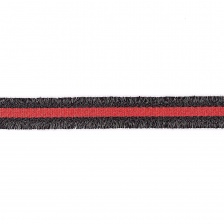 Тесьма букле с бахромой, ширина 20 мм, намотка 45 ярдов, цвет черный+красный