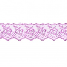 Кружево декоративное, нежная вышивка на тонкой капроновой основе, ширина 40 мм, цвет св. сиреневый (45), намотка 10 ярдов