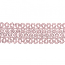 Кружево ажурное, нежная цветочная гирлянда с резным краем в виде петелек, ширина  60 мм, цвет грязно-розовый, намотка 10 ярдов 