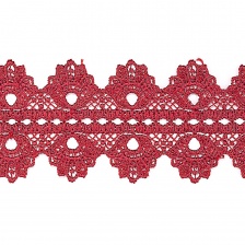 Кружево ажурное двустороннее, ширина 50 мм, цвет бордовый, намотка 15 ярдов