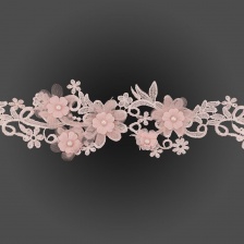 Кружево "Цветочное", цветочная воздушная гирлянда с бусиной в центре каждого цветка, ширина 85 мм, цвет старо-розовый, намотка 10 ярдов