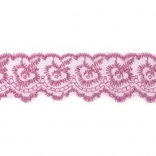 Кружево декоративное, нежная вышивка на тонкой капроновой основе, ширина 40 мм, цвет грязно-розовый (171), намотка 10 ярдов