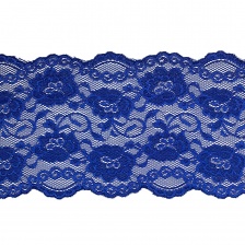 Кружево эластичное, ширина 150 мм, цвет синий, намотка 15 ярдов