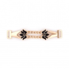 Декоративное украшение пришивное металлическое, цвет золото+черная эмаль, размер 135х27 мм