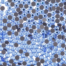Стразы термоклеевые стеклянные SS16, форма круг, цвет голубой,1440шт/уп