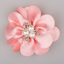 Цветочки декоративные с бусинами и стразами, цвет грязно-розовый, диаметр 60 мм.