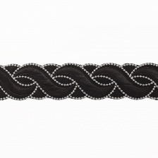 Пояс текстильный на термоклеевой основе, цвет черный+золото, ширина 45 мм, намотка 6 м