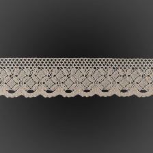 Кружево вязаное плетеное, ширина 70 мм, цвет бежевый, намотка 15 ярдов