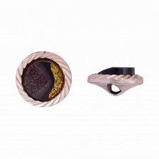 Пуговица пластиковая на полуножке, размер 28L, круглой формы, цвет золотой+коричневый