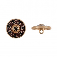 Пуговица металлическая на ножке, бронза/черный, 34L