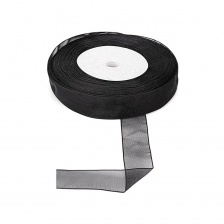 Декоративная лента капроновая, ширина 20 мм, намотка 36 ярдов, цвет черный