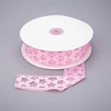 Лента капроновая двухслойная "звездочки", ширина 40 мм, намотка 25 ярдов, розовая 