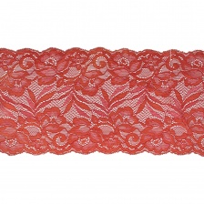 Кружево эластичное, ширина 150 мм, цвет розово-персиковый, намотка 15 ярдов, материал лайкра