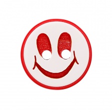 Пуговица пластиковая на два прокола "Смайлик", размер 20L, цвет красный