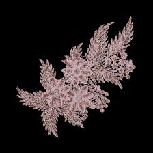 Аппликация кружевная пришивная с глиттером и стразами, размер 160х300 мм, цвет грязно-розовый