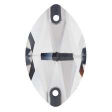 Стразы пришивные стеклянные "лодочка", цвет белый прозрачный, размер 13*22 мм