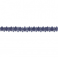 Кружево ажурное с цветами и бусинами, ширина 30 мм, намотка 10 ярдов, цвет темно-синий (№120)