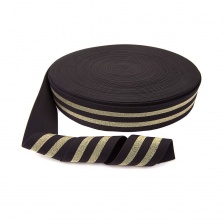 Резинка декоративная, ширина 50 мм, цвет черный+золотой, намотка 50 метров.