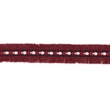 Декоративная тесьма букле с бахромой, цвет бордовый, ширина 25 мм, намотка 45 ярдов
