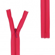 Молния спираль, тип 3, потайная, неразъемная, основа капрон, длина 50 см, цвет 144 (малиновый), бегунок цвета основы