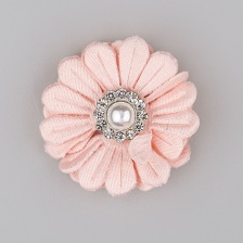 Цветочки декоративные со стразами и бусиной, цвет грязно-розовый, диаметр 30 мм,