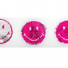 Аппликация на сетке из пайеток "Смайл", размер 95 х 95 мм, цвет красный+серебряный, рулон 82 шт.