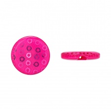 Пуговица пластиковая на полуножке, размер 24L, основа и пайетки цвета фуксия