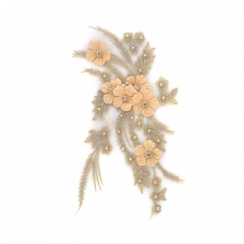 Аппликация кружевная пришивная, размер 150х270 мм, цвет золотой